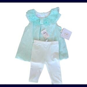 Marmellata Tunic and Legging Baby Green Outfit Set 24 months New